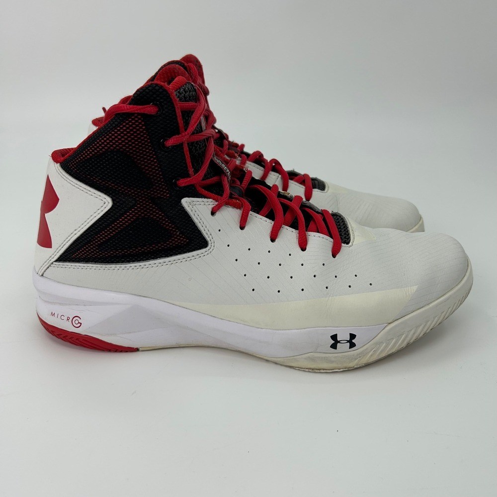 Under Armour Micro G Torch 4 Mens Basketball Shoes White‎ Red Black 1264224-100